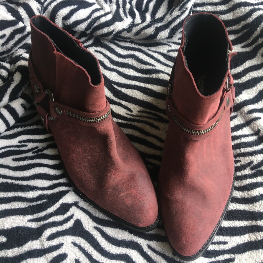 Ankle Leather Maroon Reddish Boots